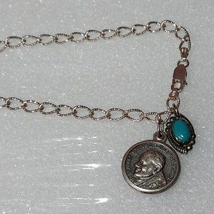 Pope Joannes Paulus II Pontifex Maximus and Turquoise sterling charm bracelet